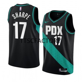 Dres Portland Trail Blazers Shaedon Sharpe 17 Nike 2022-23 City Edition Crno Swingman - Muške